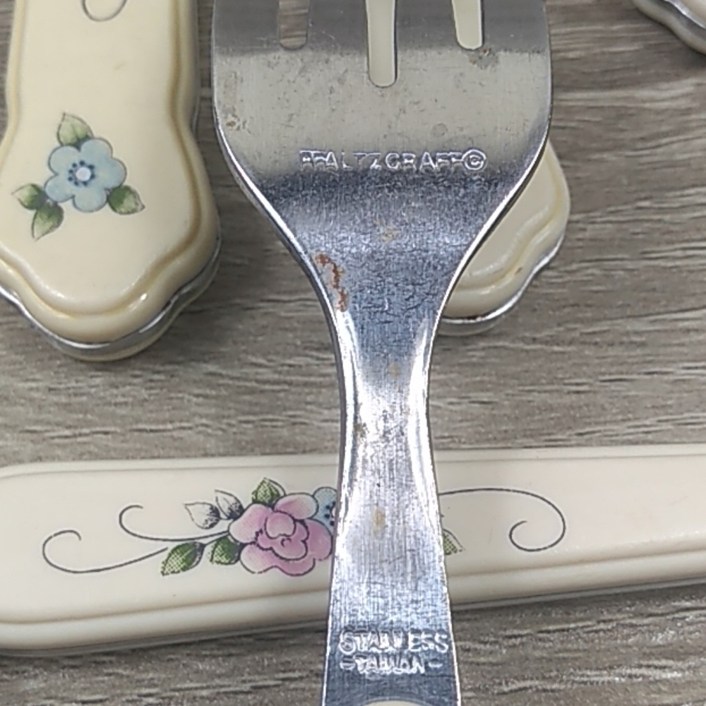 Vintage Tea Rose Pfaltzgraff utensil matching set silverware set - Picture 7 of 8